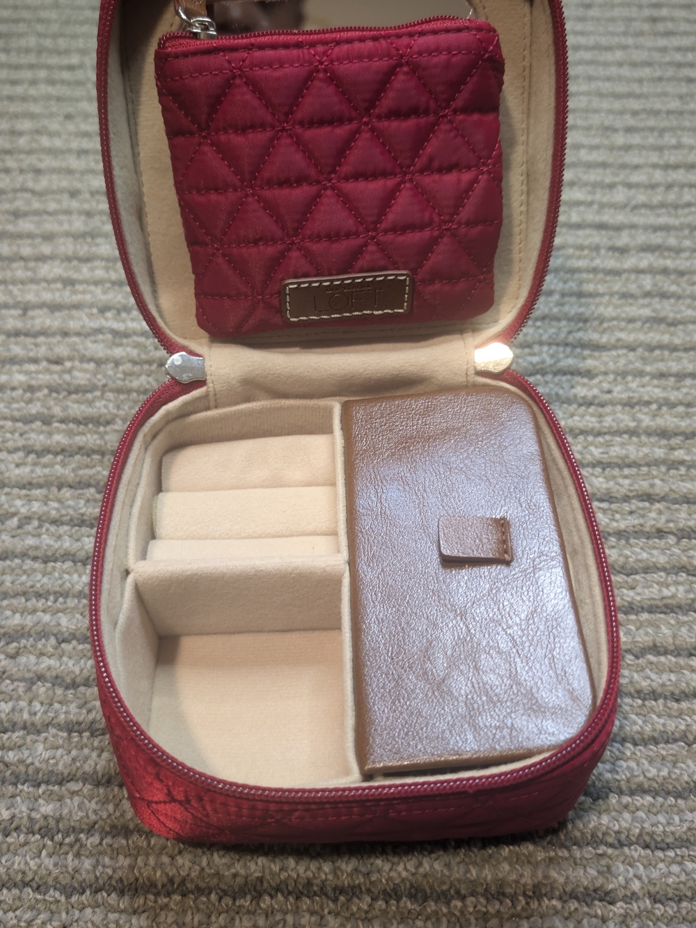 LOFT Quilted Red Jewelry Organizer Case - Women Bags